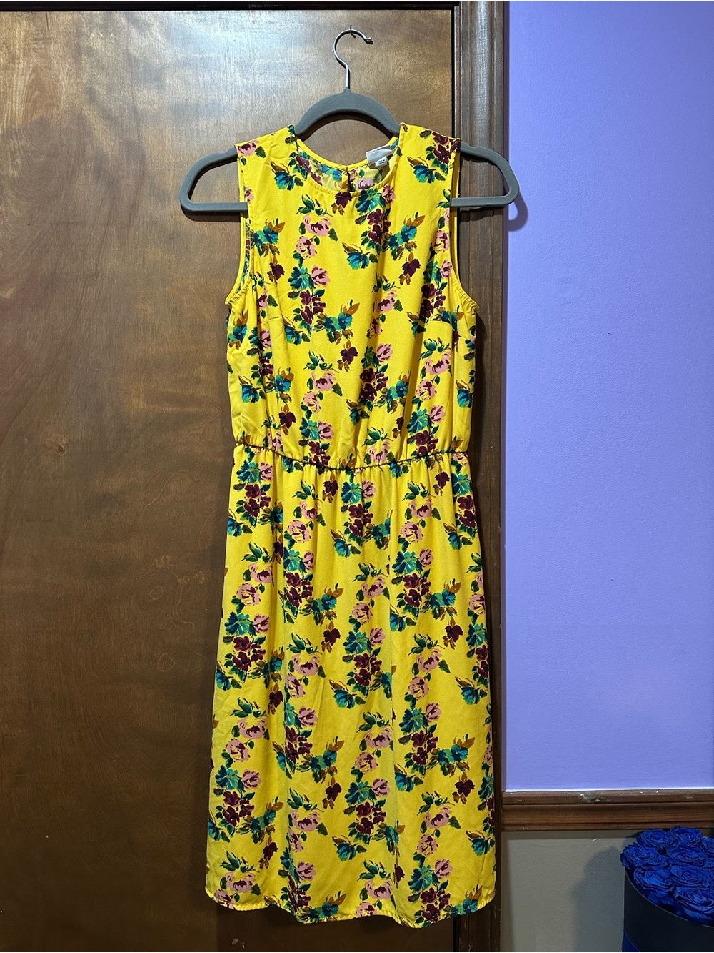 a new day Yellow Floral Midi Dress with Pink & Green Accents